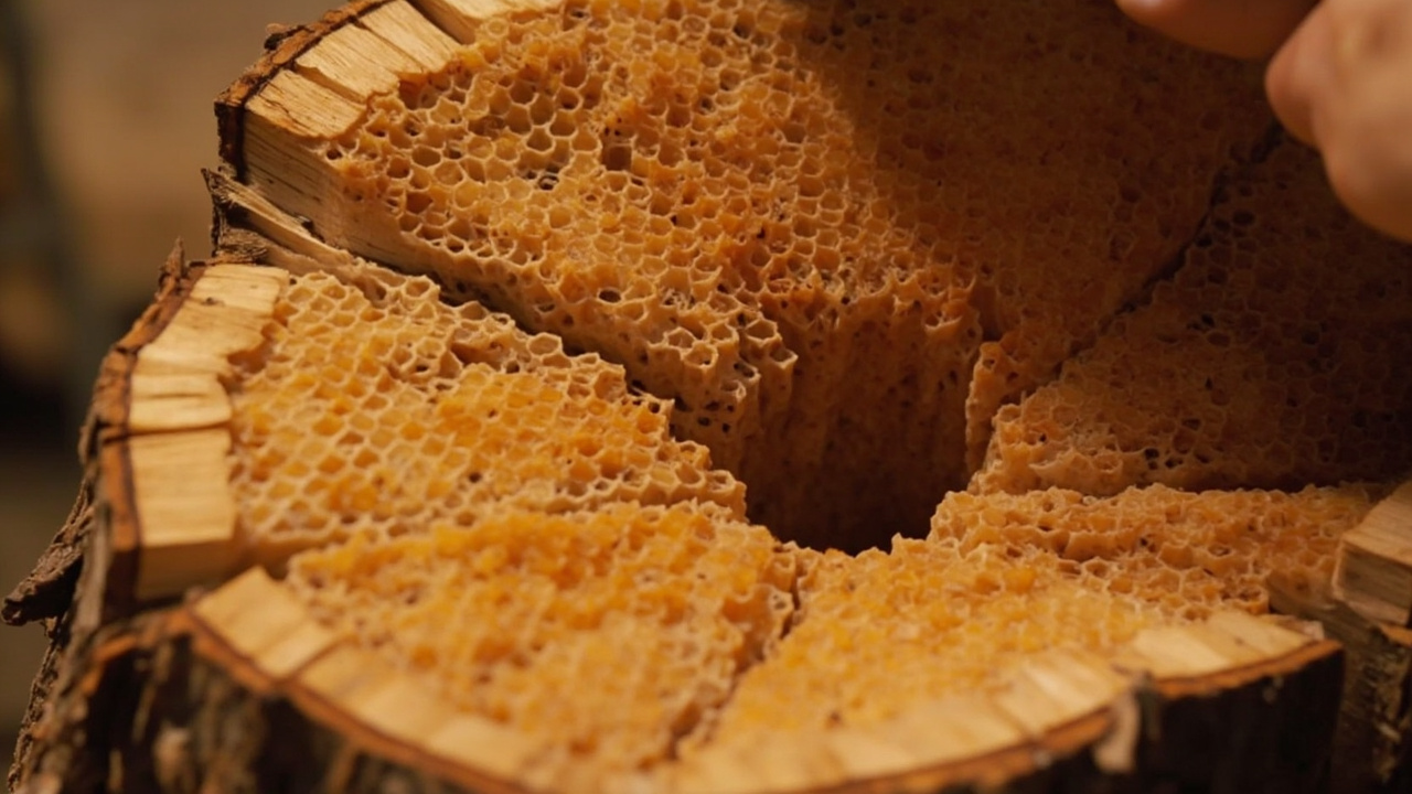 巨大蜂巢中密集排列的蜂脾与蜂房